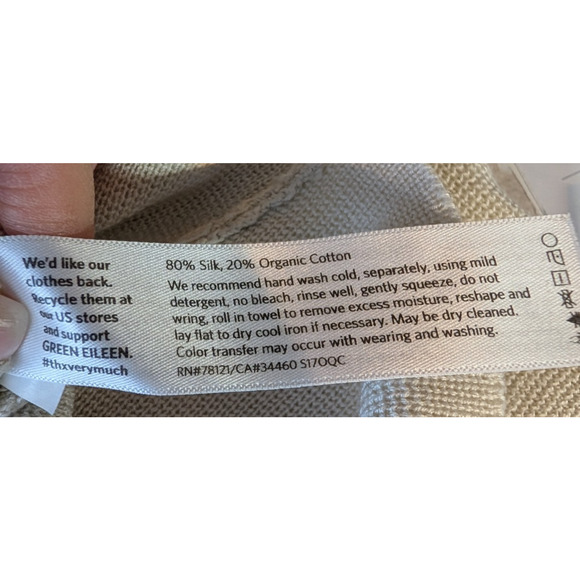 Eileen Fisher Bone Ivory Silk Blend Interlock Knit Straight Pencil Skirt LG PT - Picture 7 of 7